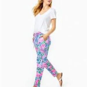 LILLY PULITZER Emora Knit Pant Gecko Green "TIGER SUNRISE" Women's Size XS